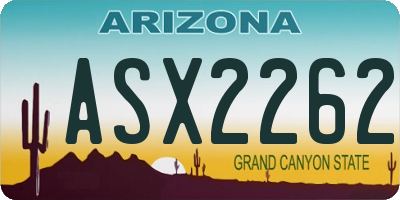 AZ license plate ASX2262