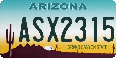 AZ license plate ASX2315
