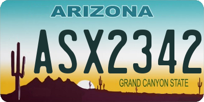 AZ license plate ASX2342