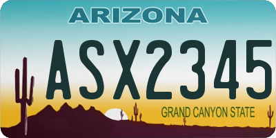 AZ license plate ASX2345