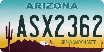 AZ license plate ASX2362