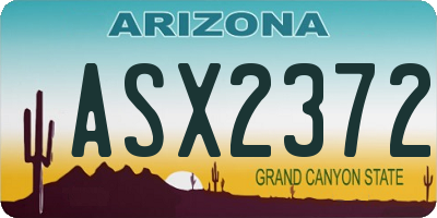 AZ license plate ASX2372