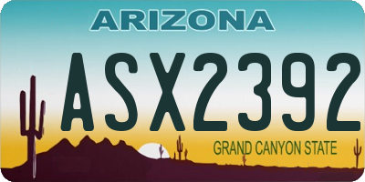 AZ license plate ASX2392