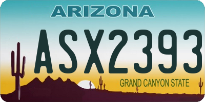 AZ license plate ASX2393