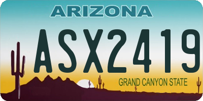 AZ license plate ASX2419
