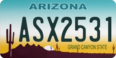 AZ license plate ASX2531