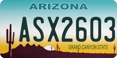 AZ license plate ASX2603