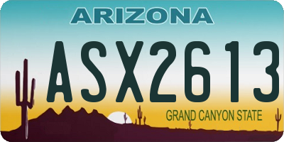 AZ license plate ASX2613