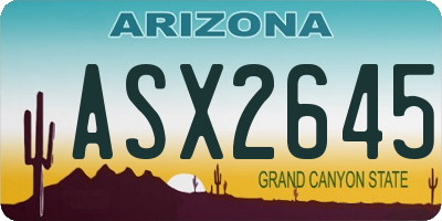 AZ license plate ASX2645