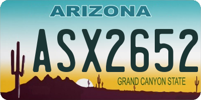 AZ license plate ASX2652
