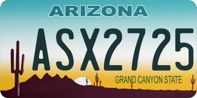AZ license plate ASX2725