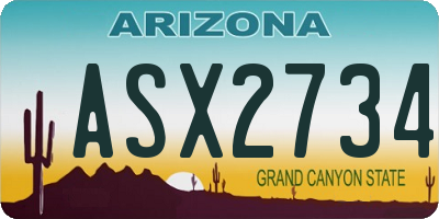 AZ license plate ASX2734