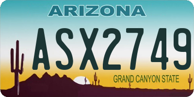 AZ license plate ASX2749