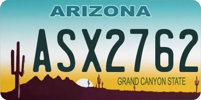 AZ license plate ASX2762