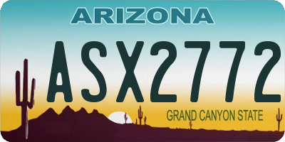 AZ license plate ASX2772