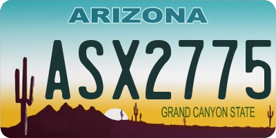AZ license plate ASX2775