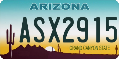 AZ license plate ASX2915