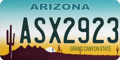 AZ license plate ASX2923