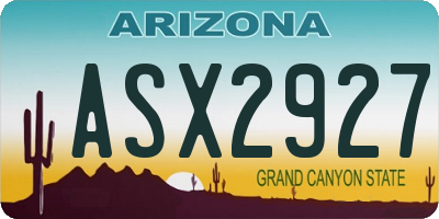 AZ license plate ASX2927