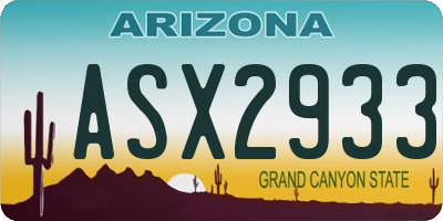 AZ license plate ASX2933
