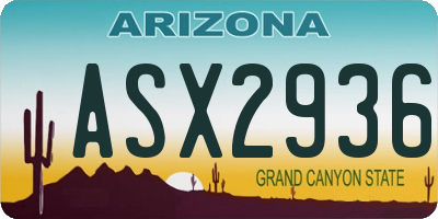 AZ license plate ASX2936