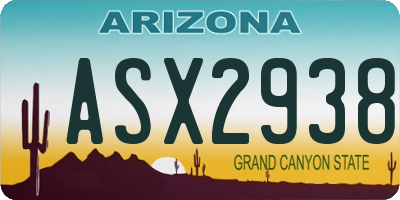 AZ license plate ASX2938