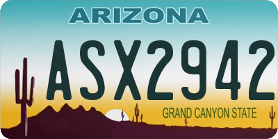 AZ license plate ASX2942