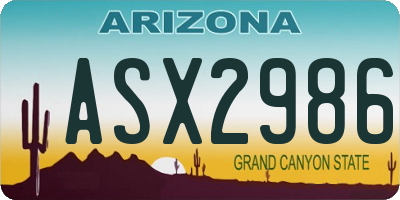 AZ license plate ASX2986