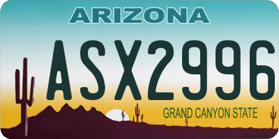 AZ license plate ASX2996