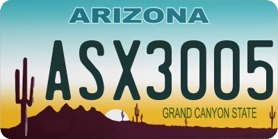 AZ license plate ASX3005