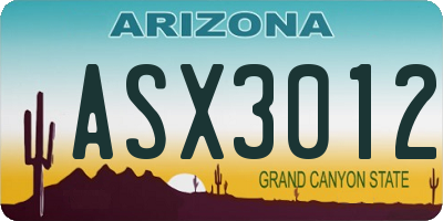 AZ license plate ASX3012