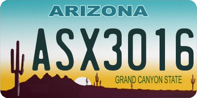 AZ license plate ASX3016