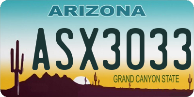 AZ license plate ASX3033