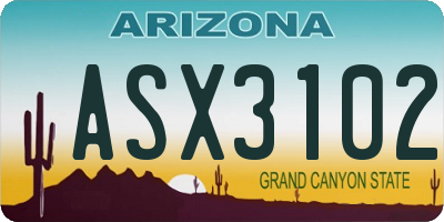 AZ license plate ASX3102