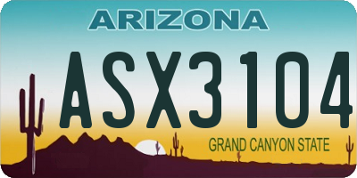 AZ license plate ASX3104