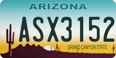 AZ license plate ASX3152