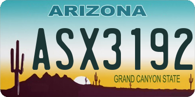 AZ license plate ASX3192