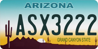 AZ license plate ASX3222