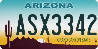 AZ license plate ASX3342