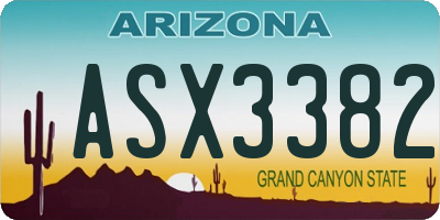 AZ license plate ASX3382