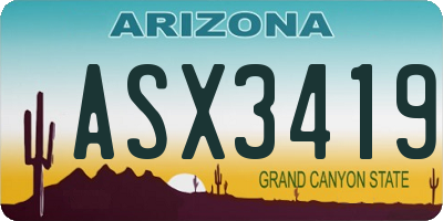 AZ license plate ASX3419