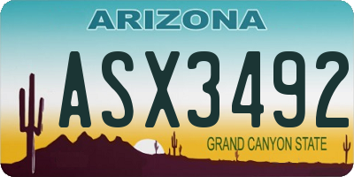 AZ license plate ASX3492