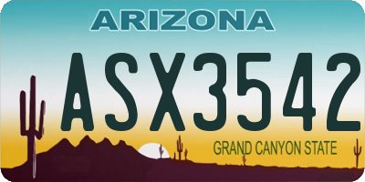 AZ license plate ASX3542