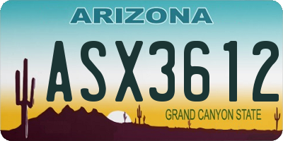 AZ license plate ASX3612