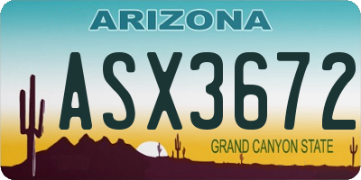 AZ license plate ASX3672