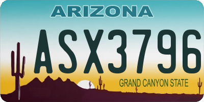 AZ license plate ASX3796