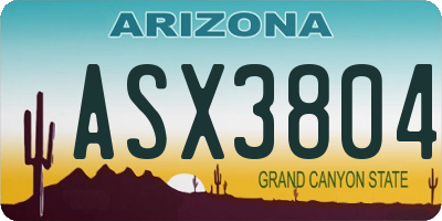 AZ license plate ASX3804