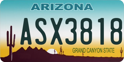 AZ license plate ASX3818