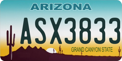 AZ license plate ASX3833