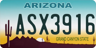 AZ license plate ASX3916